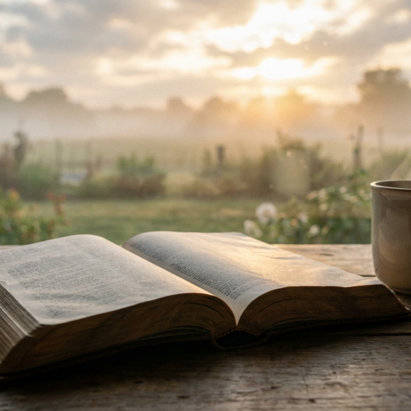 Open Bible at sunrise symbolizing faith-based natural health education