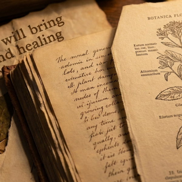 Natural medicine botanical drawings with biblical healing message